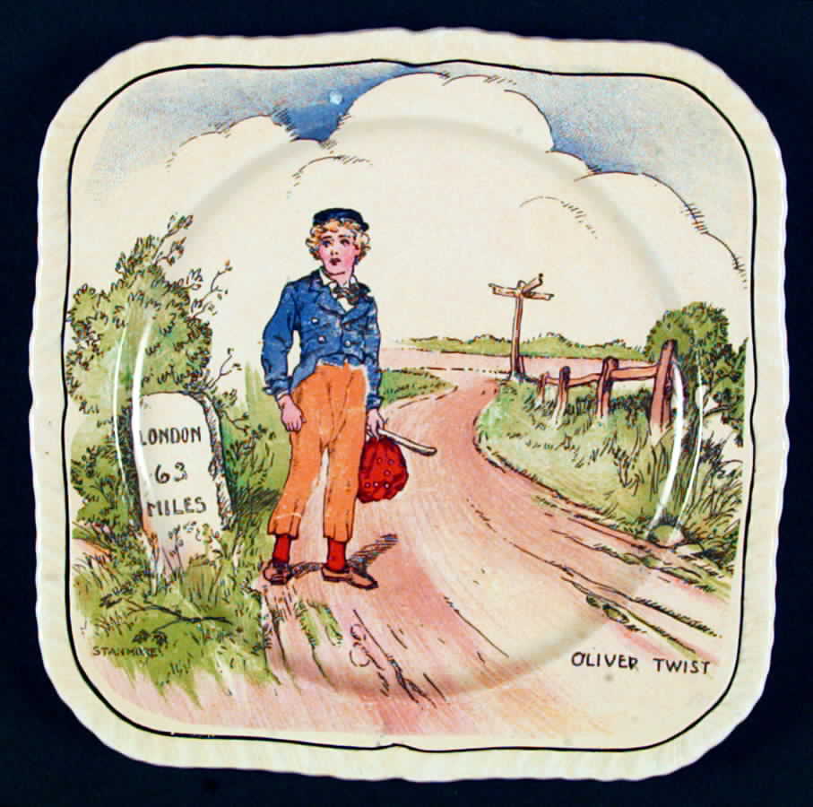 Dickens Characters Square Salad Plate by Alfred Meakin-1