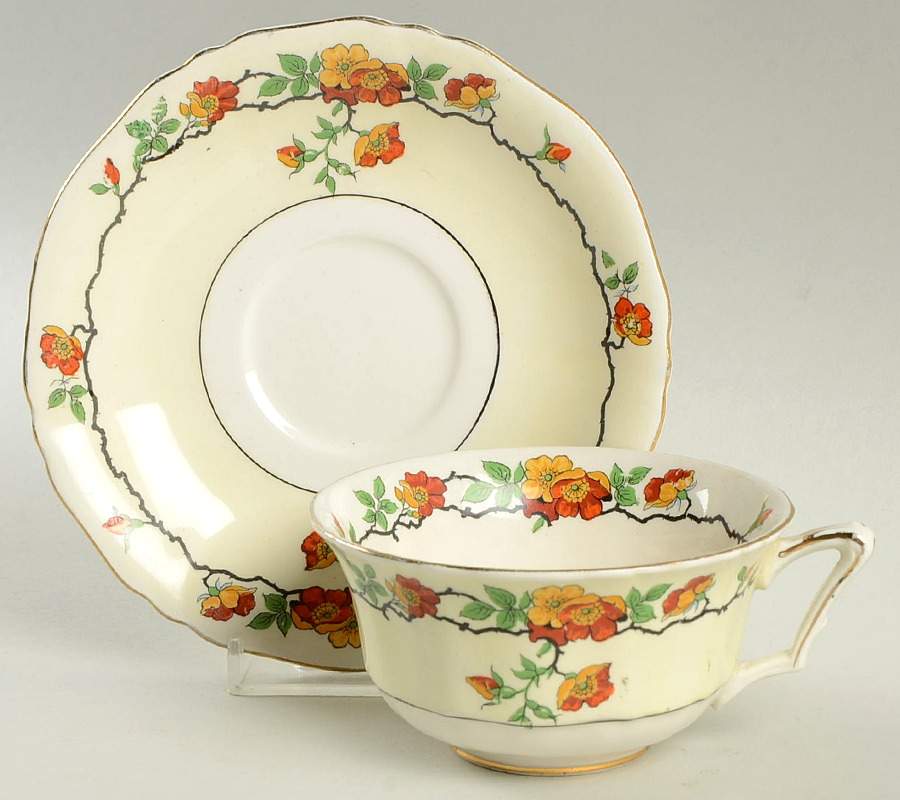 Dove Flat Cup & Saucer Set by Alfred Meakin-1