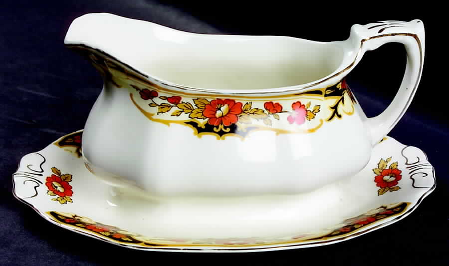 Dunkirk Gravy Boat with Attached Underplate by Alfred Meakin-1