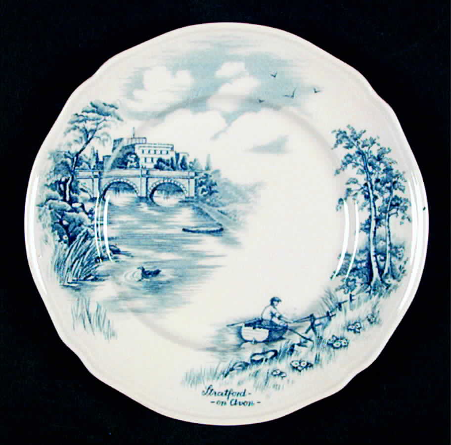 English Bridges Blue Bread & Butter Plate by Alfred Meakin-1