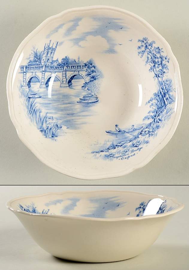 English Bridges Blue Coupe Cereal Bowl by Alfred Meakin-1