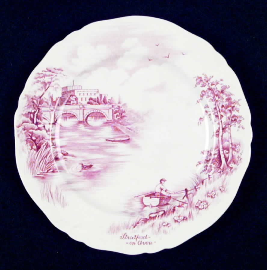 English Bridges Pink Bread & Butter Plate by Alfred Meakin-1