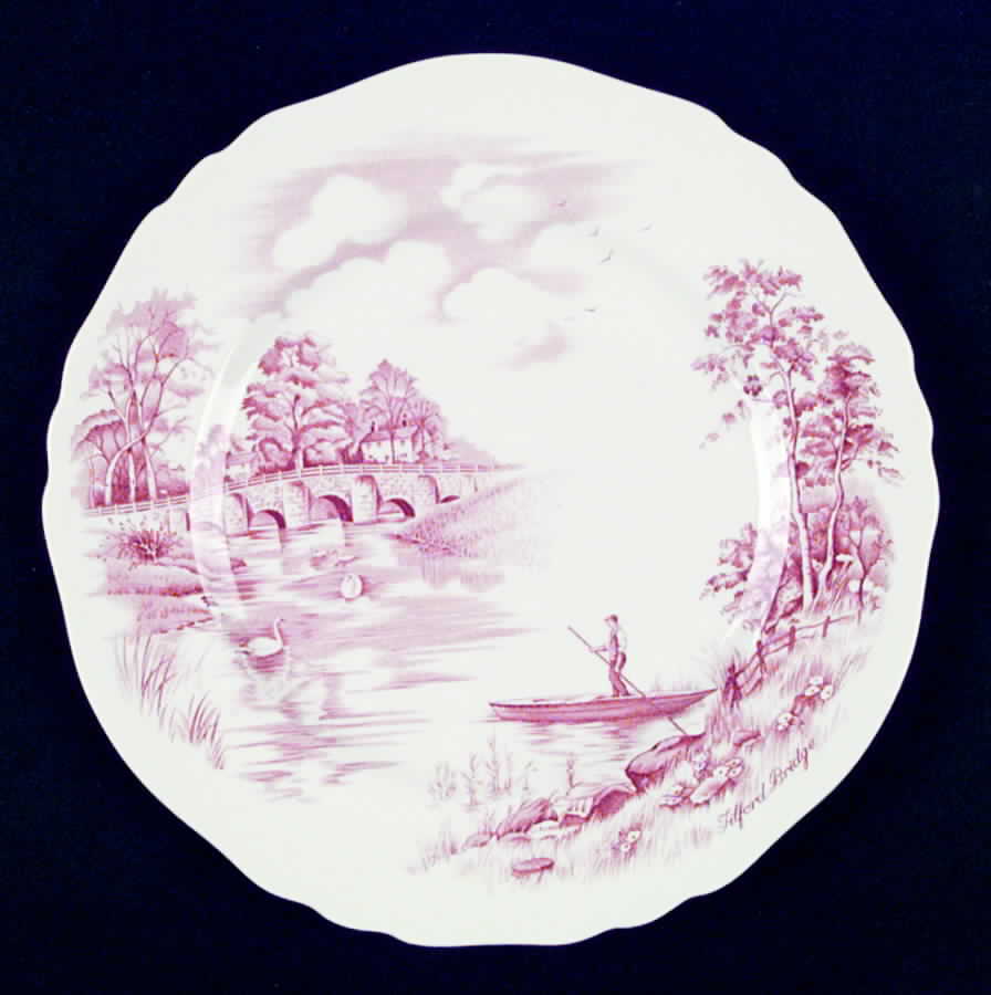 English Bridges Pink Dinner Plate by Alfred Meakin-1