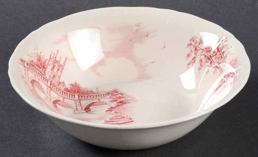 English Bridges Pink Coupe Cereal Bowl by Alfred Meakin-1