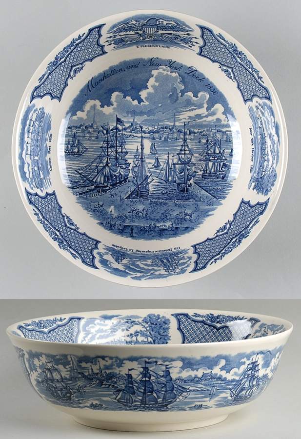 Fair Winds Blue 10" Large Salad Serving Bowl by Alfred Meakin-1