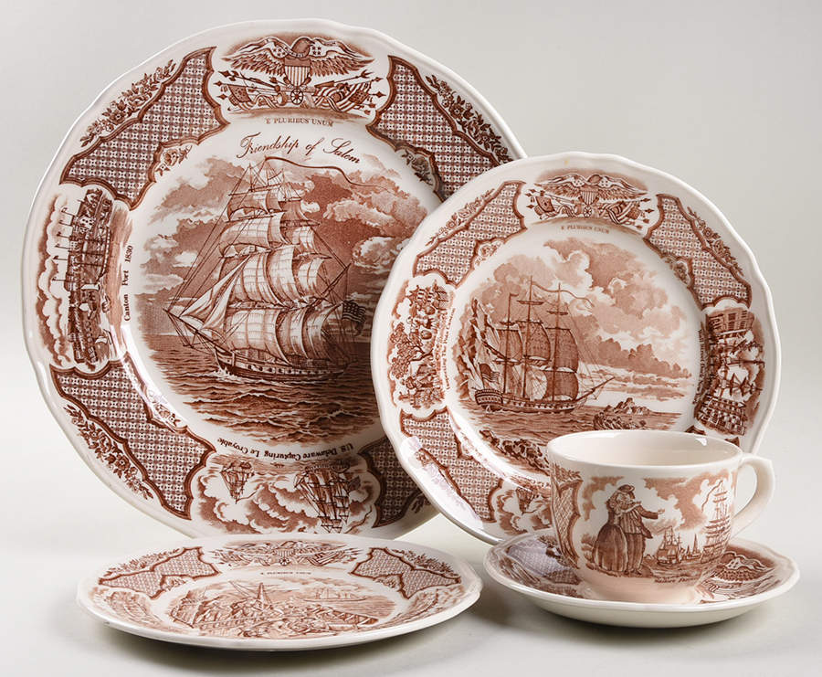Fair Winds Brown 5 Piece Place Setting by Alfred Meakin-1