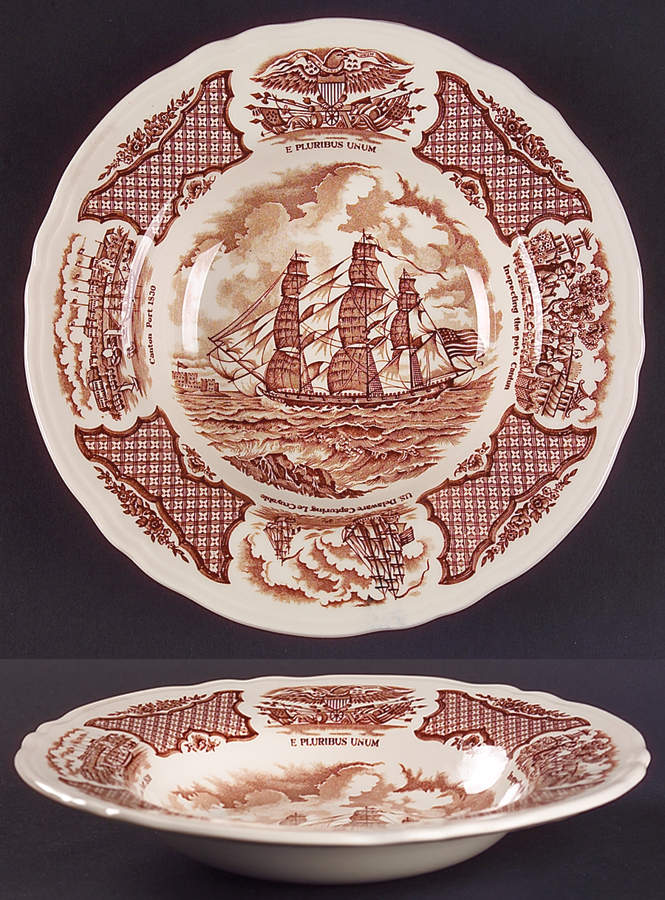 Fair Winds Brown Large Rim Soup Bowl by Alfred Meakin-1