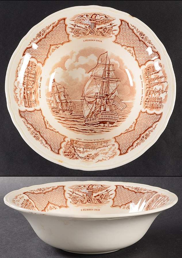 Fair Winds Brown 8" Round Vegetable Bowl by Alfred Meakin-1