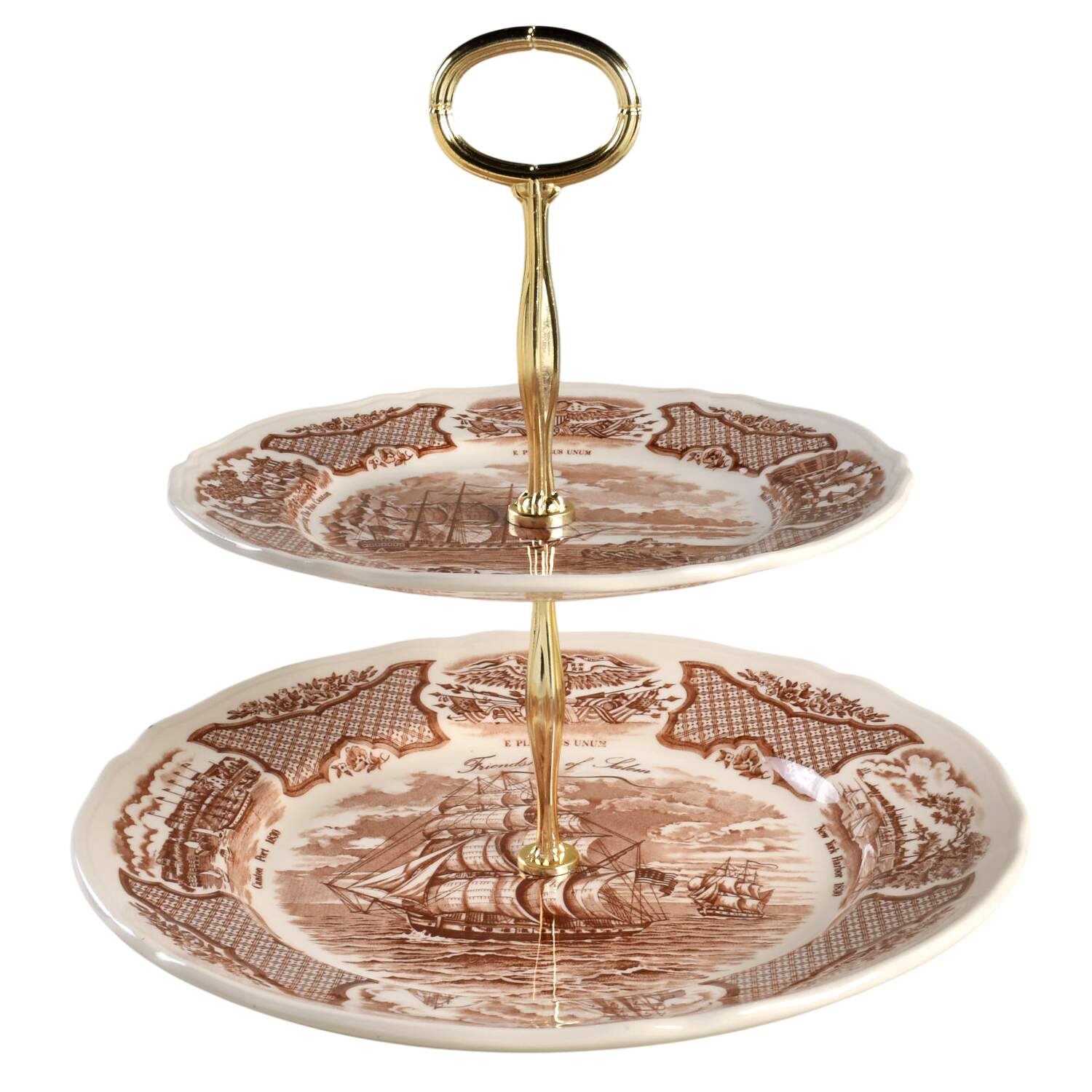 Fair Winds Brown 6 5/8"-10"  2 Tiered Serving Tray (Dp, Sp) HC by Alfred Meakin-1