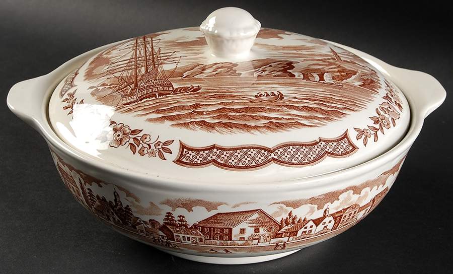 Fair Winds Brown Round Covered Vegetable by Alfred Meakin-1