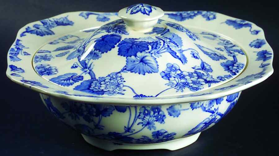 Florette Blue Round Covered Vegetable by Alfred Meakin-1