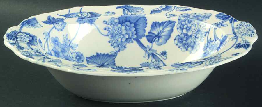 Florette Blue 9" Oval Vegetable Bowl by Alfred Meakin-1