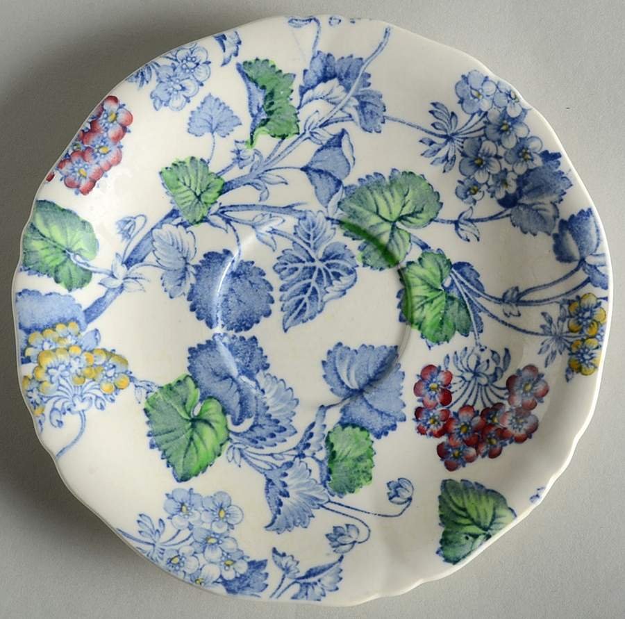 Florette Blue Multicolor Saucer by Alfred Meakin-1