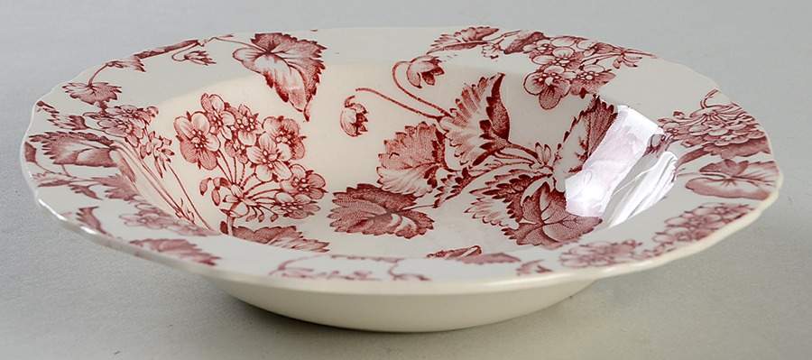 Florette Pink Rim Fruit/Dessert (Sauce) Bowl by Alfred Meakin-1