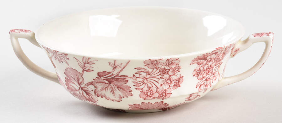 Florette Pink Flat Cream Soup Bowl by Alfred Meakin-1