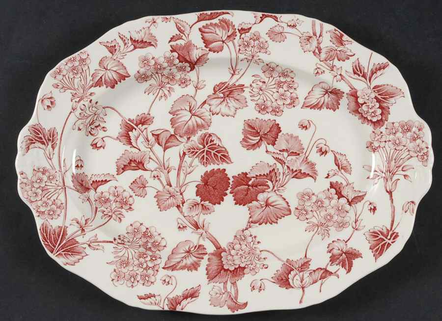 Florette Pink 12" Oval Serving Platter by Alfred Meakin-1