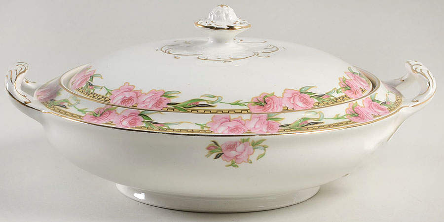 Glasgow (Small Roses) Round Covered Vegetable by Alfred Meakin-1