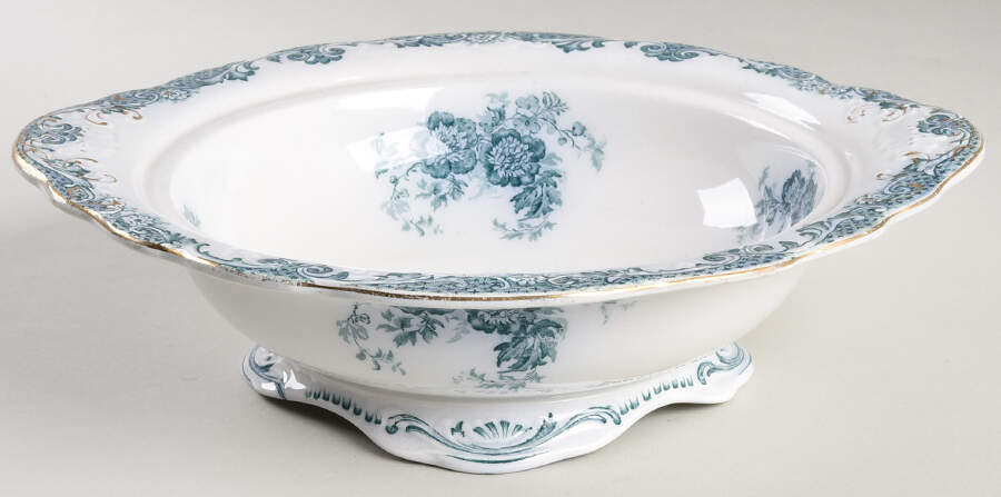 Glenmere Blue Green (Gold Trim) Round Vegetable No Lid by Alfred Meakin-1