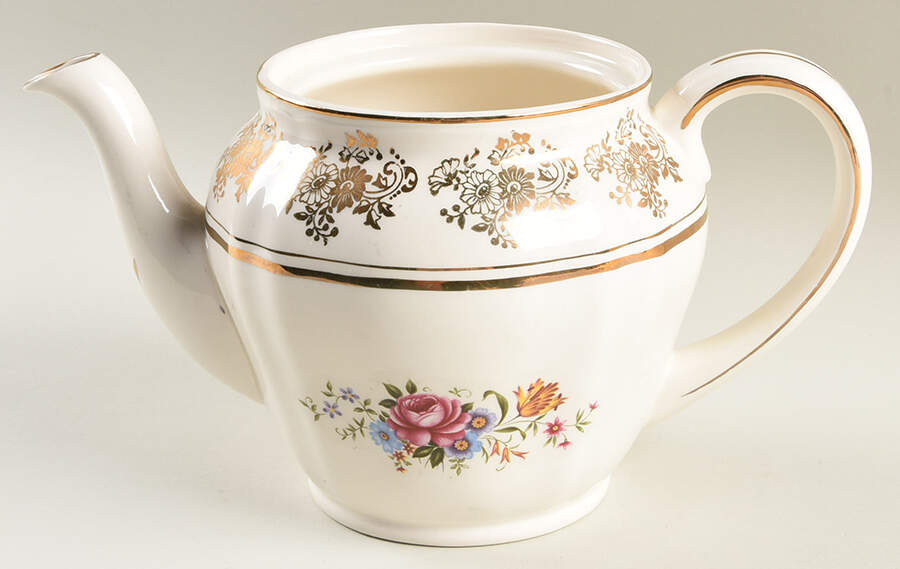 Golden Posy Teapot No Lid by Alfred Meakin-1