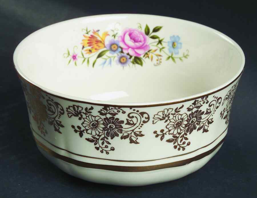 Golden Posy Cranberry Bowl by Alfred Meakin-1