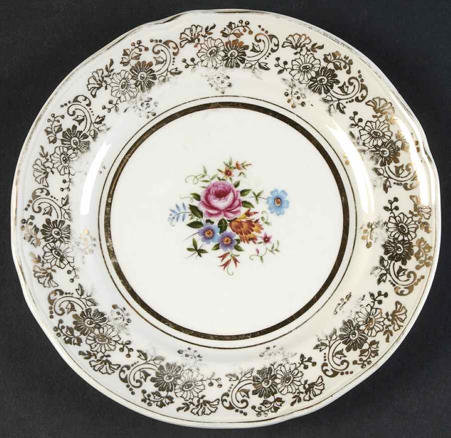 Golden Posy Dessert/Pie Plate by Alfred Meakin-1
