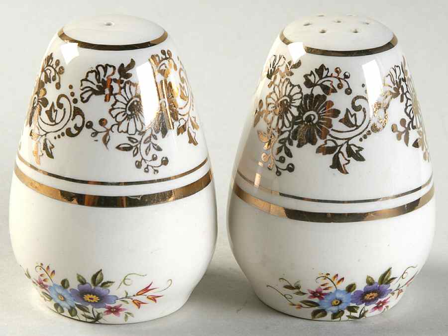 Golden Posy Salt & Pepper Set by Alfred Meakin-1