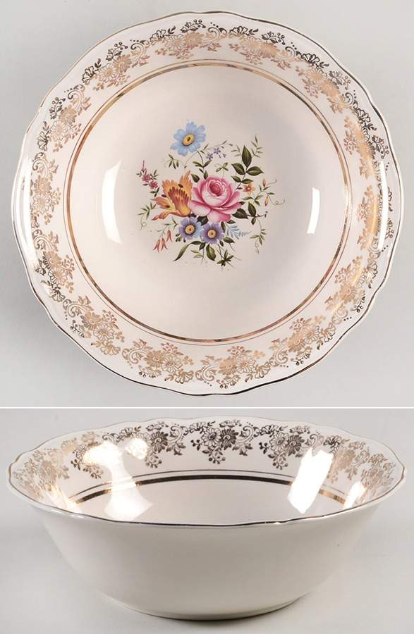 Golden Posy 8" Round Vegetable Bowl by Alfred Meakin-1