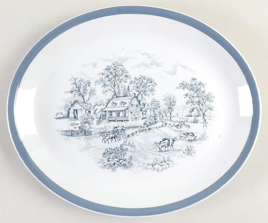 Home In The Country 12" Oval Serving Platter by Alfred Meakin-1