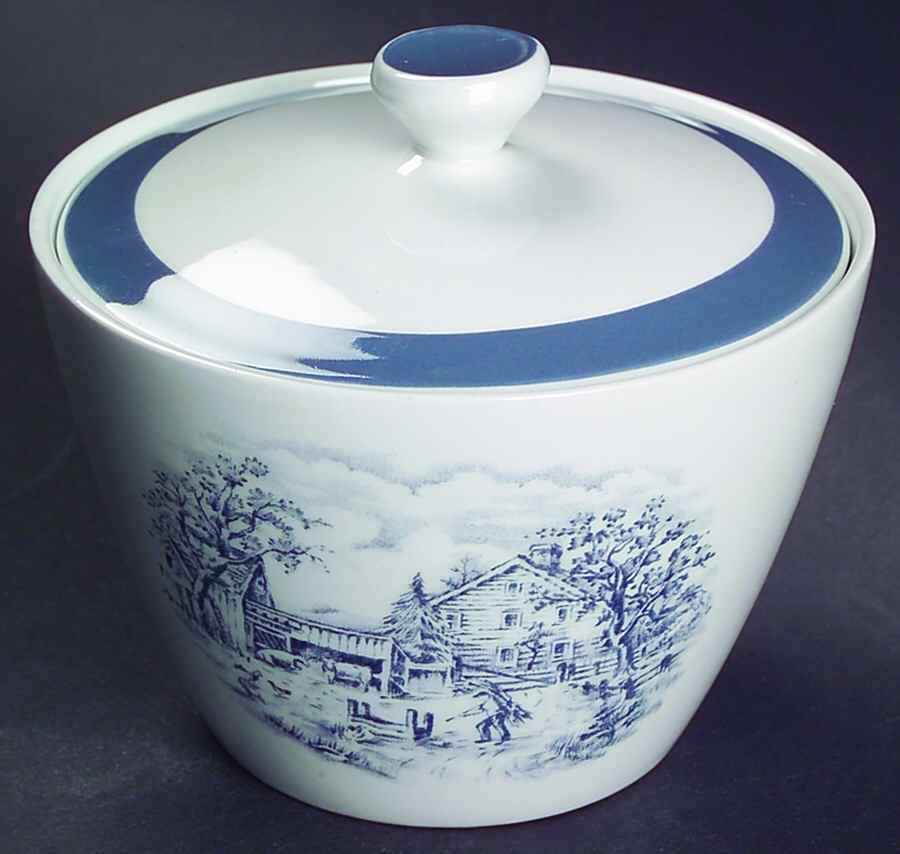 Home In The Country Sugar Bowl & Lid by Alfred Meakin-1