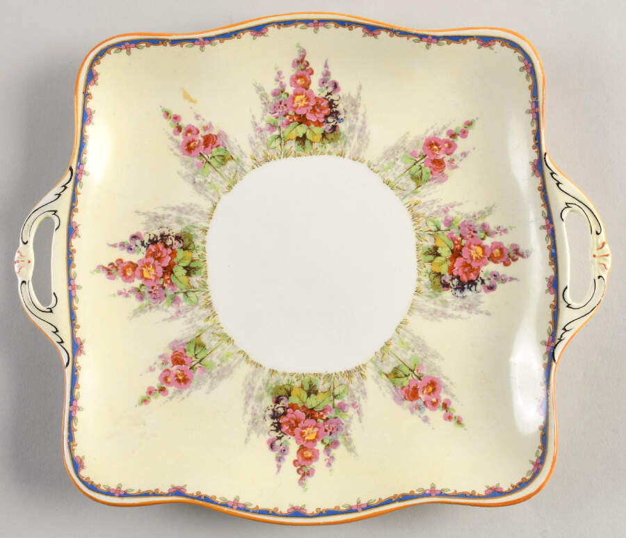 Hollyhock Cookie Plate by Alfred Meakin-1