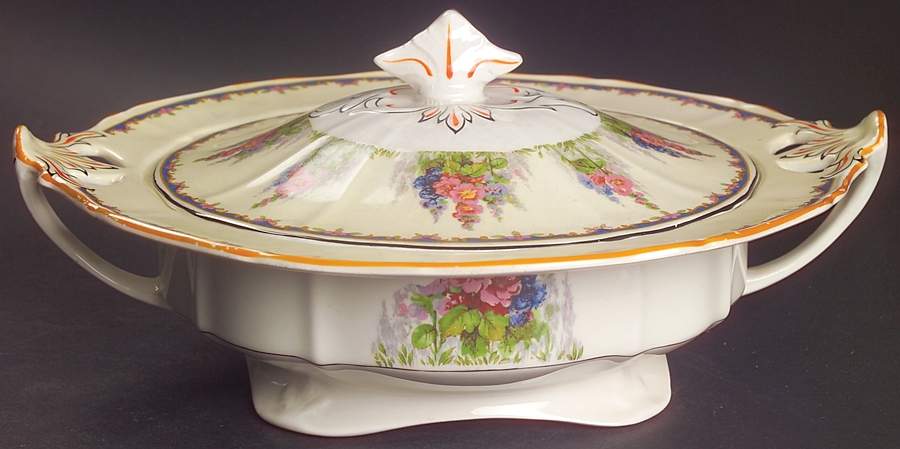 Hollyhock Round Covered Vegetable by Alfred Meakin-1