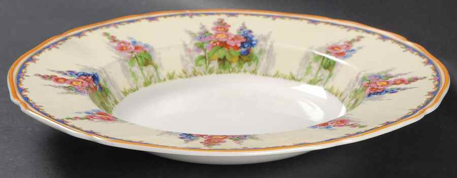 Hollyhock Large Rim Soup Bowl by Alfred Meakin-1