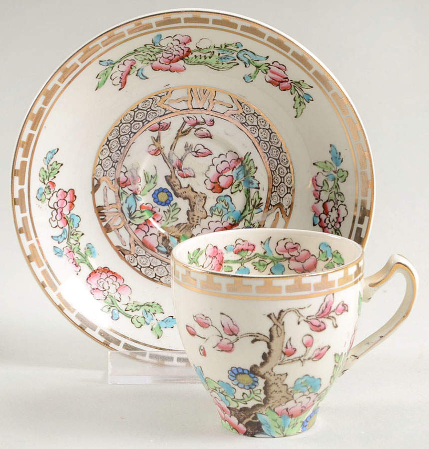 India Tree Flat Demitasse Cup & Saucer Set by Alfred Meakin-1