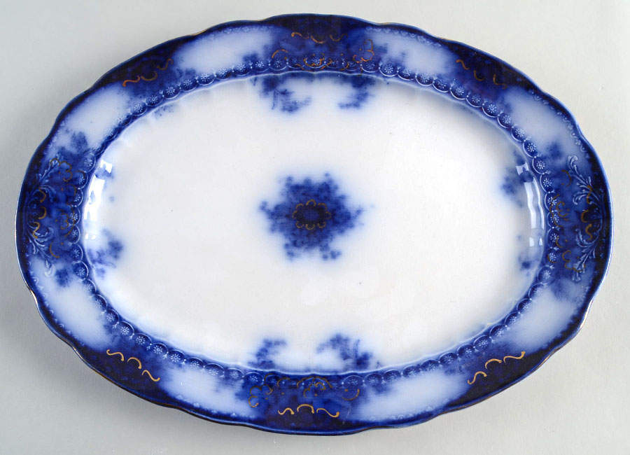 Kelvin (Flow Blue) 16" Oval Serving Platter by Alfred Meakin-1