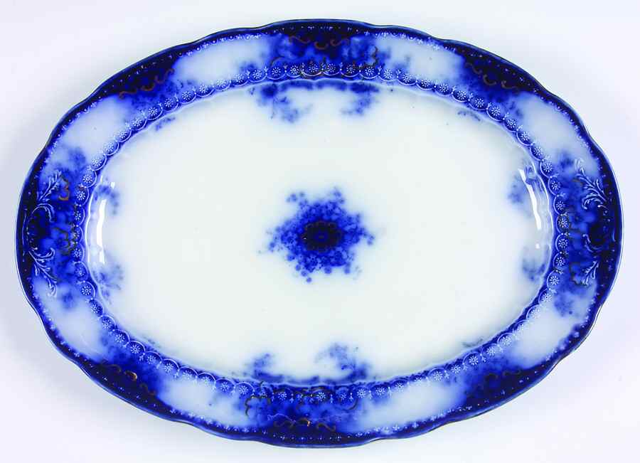 Kelvin (Flow Blue) 15" Oval Serving Platter by Alfred Meakin-1