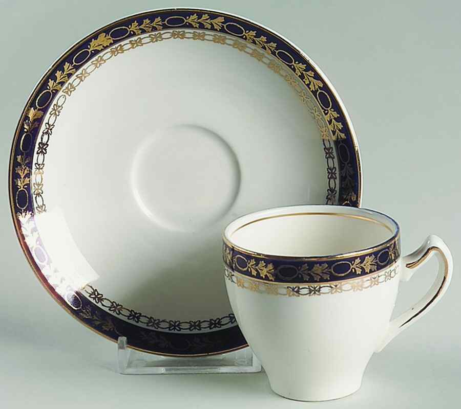 Kingsdale Cobalt Blue Flat Demitasse Cup & Saucer Set by Alfred Meakin-1