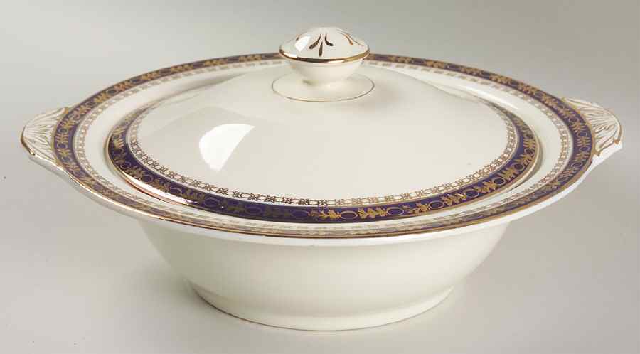 Kingsdale Cobalt Blue Round Covered Vegetable by Alfred Meakin-1