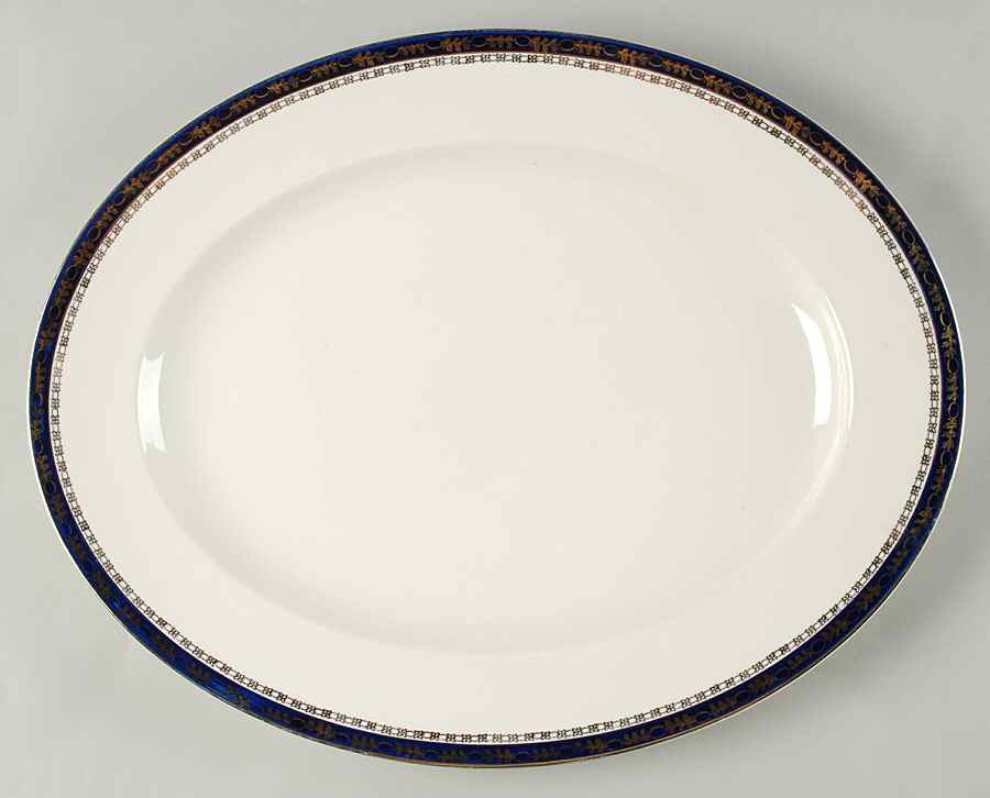 Kingsdale Cobalt Blue 16" Oval Serving Platter by Alfred Meakin-1