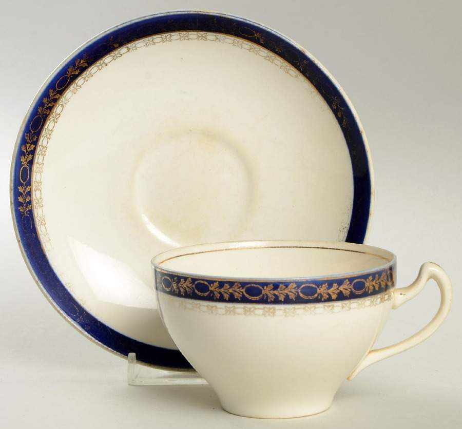 Kingsdale Cobalt Blue Flat Cup & Saucer Set by Alfred Meakin-1