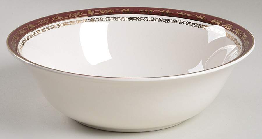 Kingsdale Maroon (Cream) 8" Round Vegetable Bowl by Alfred Meakin-1