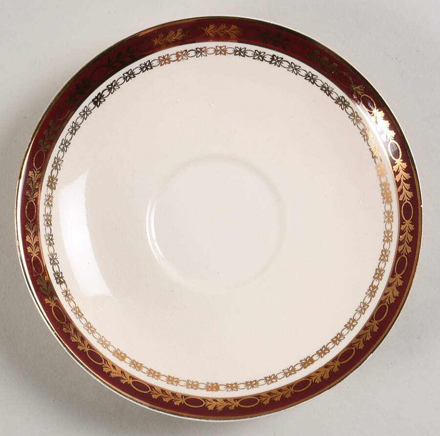 Kingsdale Maroon (Cream) Saucer for Flat Cup by Alfred Meakin-1