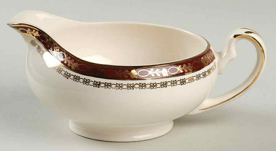 Kingsdale Maroon (Cream) Gravy Boat by Alfred Meakin-1