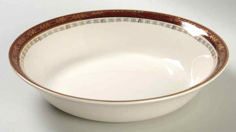 Kingsdale Maroon (Cream) Coupe Soup Bowl by Alfred Meakin-1