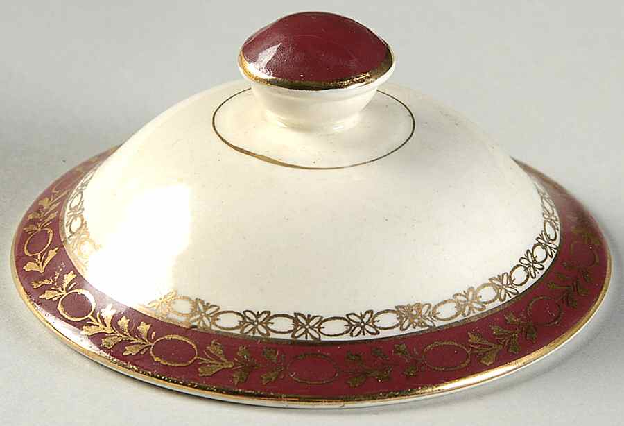 Kingsdale Maroon (Cream) Lid for Sugar Bowl by Alfred Meakin-1