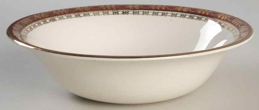 Kingsdale Maroon (Cream) Coupe Cereal Bowl by Alfred Meakin-1