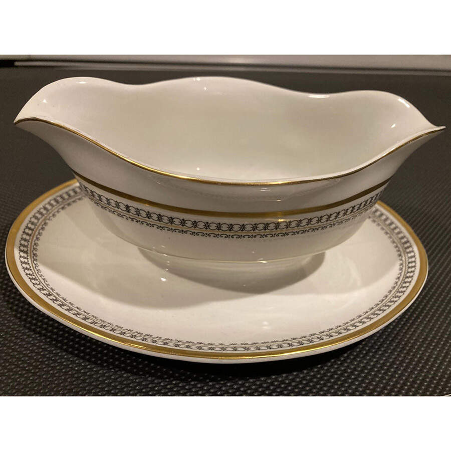 MEA36 Gravy Boat with Attached Underplate by Alfred Meakin-1