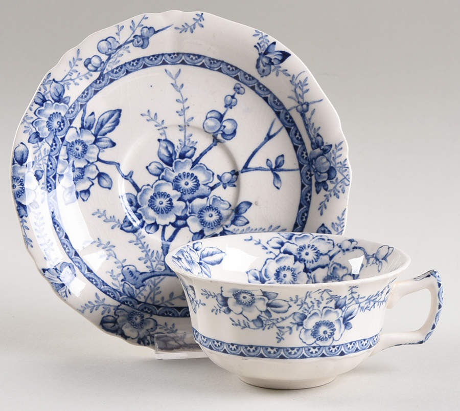 Medway Decor All Blue Flat Cup & Saucer Set by Alfred Meakin-1