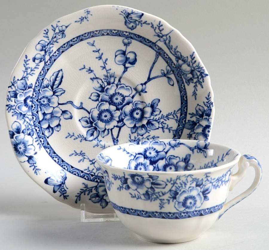 Medway Decor All Blue Flat Cup & Saucer Set by Alfred Meakin-1