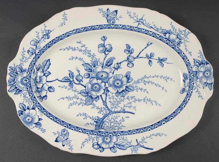 Medway Decor All Blue 14" Oval Serving Platter by Alfred Meakin-1