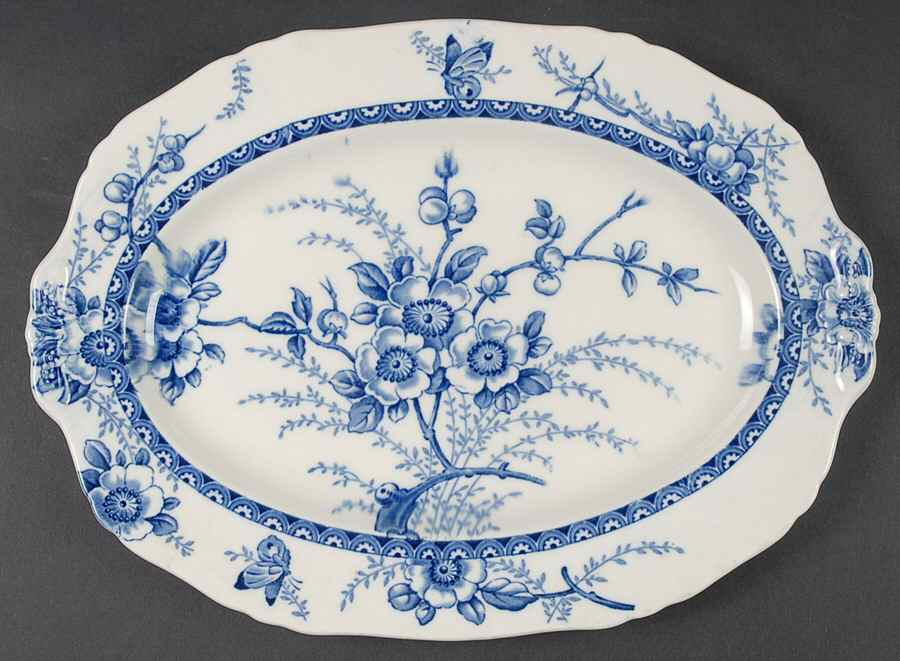 Medway Decor All Blue 11" Oval Serving Platter by Alfred Meakin-1